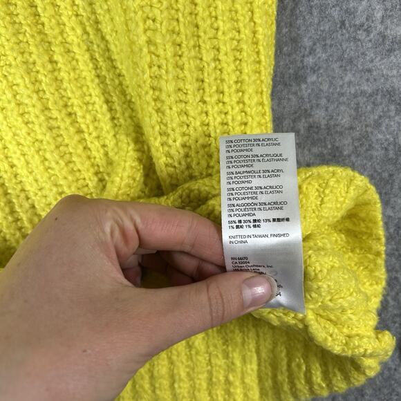 Anthropologie Funnel Neck Mock Neck Neon Yellow Pullover Sweater XS - Picture 7 of 8